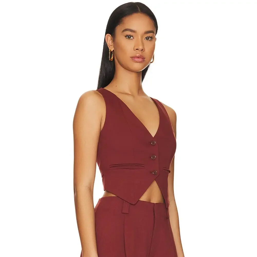 LPA x REVOLVE | Baldwin Vest Henna Rust Button Front Pockets Size Small